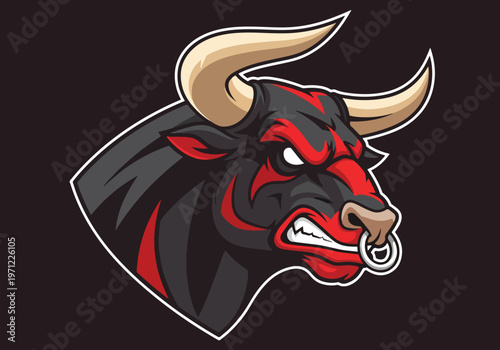Angry bull head vector graphic: Gaming logo - Gaming Mascot - esport mascot vector illustration  Logo, Mascot, E-Sport, vector mascot - Mascot Logo