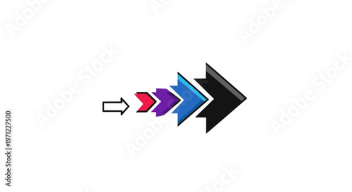 Abstract illustration of a colored arrow signifying progress, direction and evolution