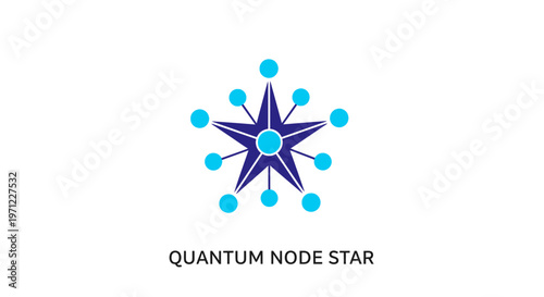 Abstract illustration of a quantum node star representing data connections and network
