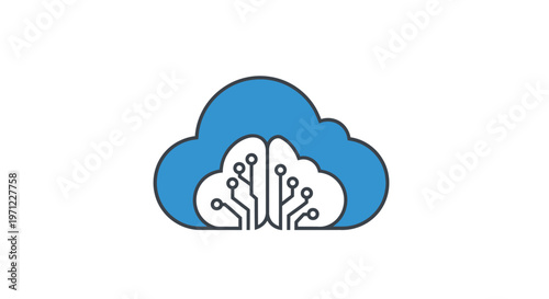 Conceptual representation of cloud computing technology and artificial intelligence combined