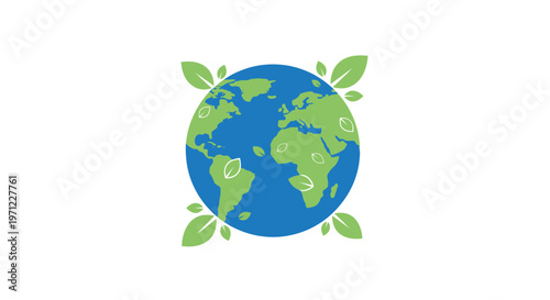 Earth illustration with leaves representing environmental protection and ecological awareness