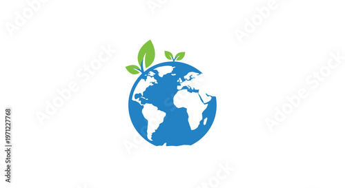 Eco-friendly earth logo design incorporating green leaves symbolizing environmental protection