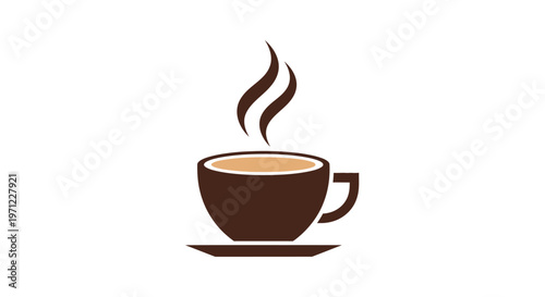 Minimalist Illustration of a Coffee Cup with Steam on a Plain White Background