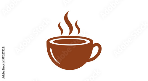 Minimalist Illustration of a Coffee Cup with Steam on White Background