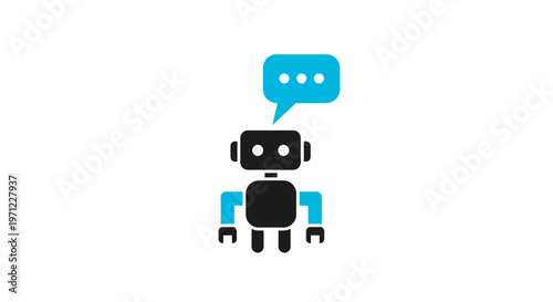 Robot illustration with speech bubble perfect for ai and machine learning concepts