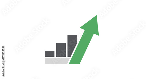 Graphic illustration of business growth and financial progress with rising chart arrow