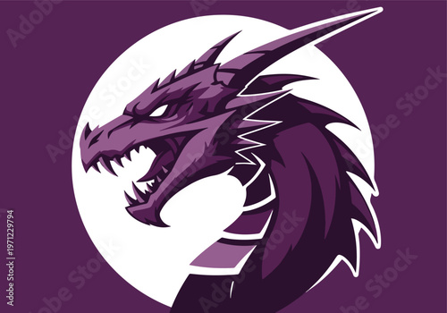 Fierce purple dragon head mascot logo: Gaming logo - Gaming Mascot - esport mascot vector illustration  Logo, Mascot, E-Sport, vector mascot - Mascot Logo