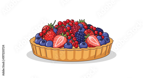 A colorful illustration of mixed berry pie.
