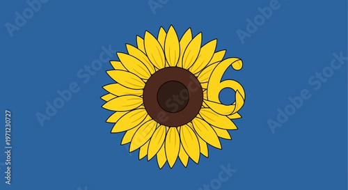 Flag with a sunflower emblem.