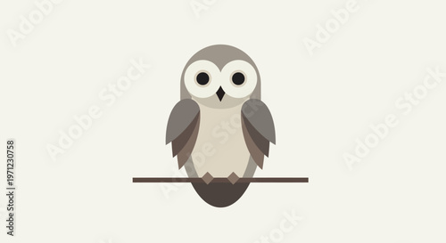 A cartoon owl sitting on branch.