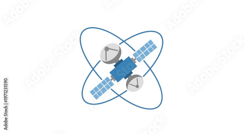 Conceptual illustration of an orbital satellite used for communication and data transmission