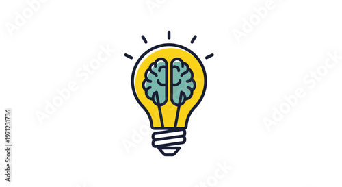 Illustration depicting innovative thinking and cognitive functions symbolized by a lightbulb