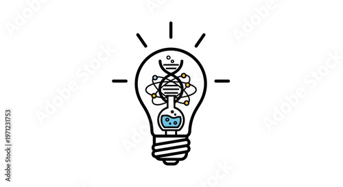 Illustration depicting scientific innovation, research, and the conceptualization of new ideas