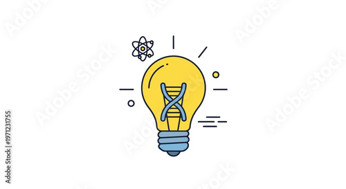 Illustration depicting scientific innovation, creativity, and the power of knowledge, simple design