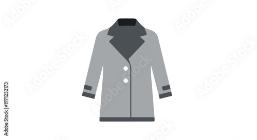 Minimalist Illustration of a Grey Overcoat Isolated on a White Background for Apparel