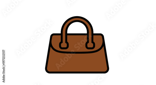 Illustration of a brown handbag with handle, perfect for fashion and style designs