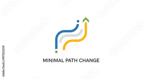 Abstract illustration of a minimal path change concept, business transformation concept