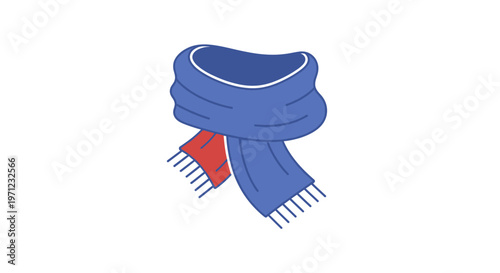 Stylized Illustration of a Winter Scarf in Blue and Red for Seasonal Fashion.