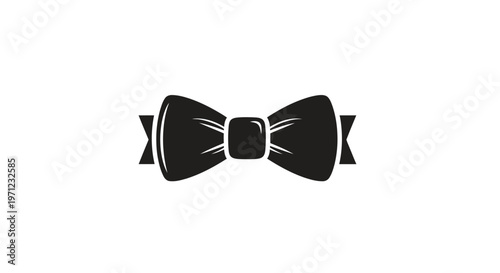 Elegant Black Bow Tie Icon on White Background, Suitable for Fashion and Design Projects