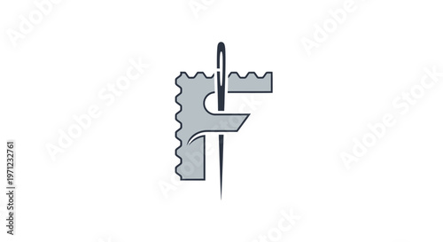 Minimalist Illustration of a Needle and Thread Intersecting a Tailoring-Inspired Design