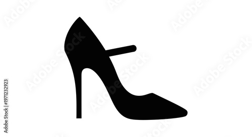Silhouette illustration of a high-heeled shoe in black against a white background