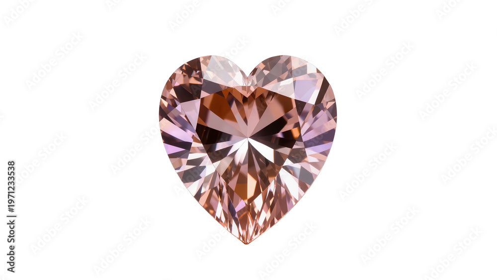 Fototapeta premium Sparkling faceted heart-shaped brown diamond gemstone