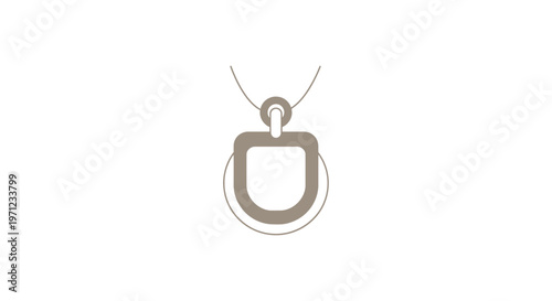 Minimalist necklace pendant design on white background, neutral tone fashion illustration