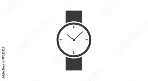 Minimalist wristwatch icon illustration against a white background for time concept