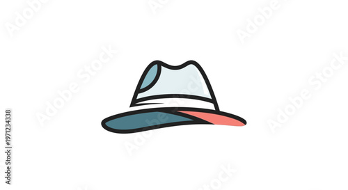 Stylized Illustration of a Fedora Hat in a Modern and Minimalist Design Style