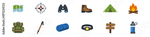 Outdoor Adventure Gear Icons