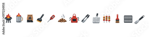 Barbecue Grill and Tools Icons