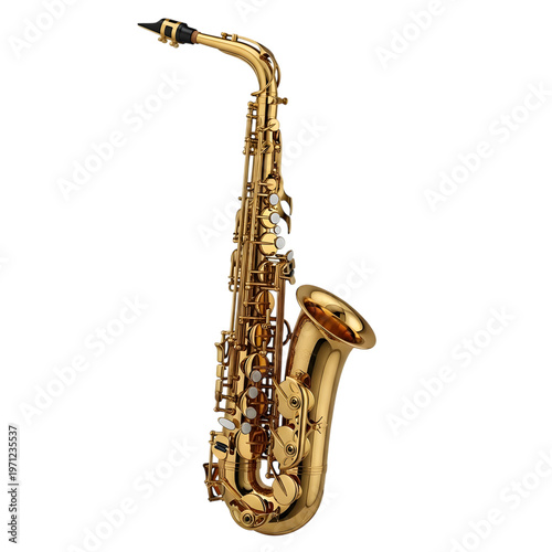 A shiny gold saxophone with keys and valves