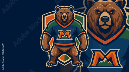 Brown bear in sports jersey.