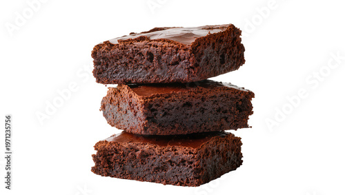 Tableau sur toile Stacked Chocolate Brownies with Glossy Fudge Glaze Topping