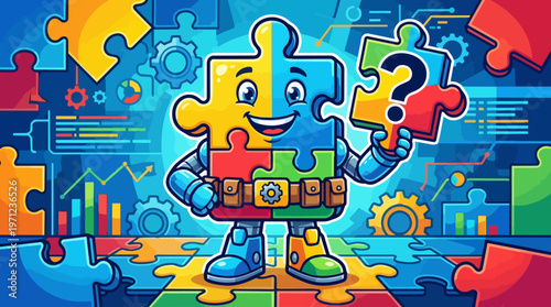 Robot Holding Puzzle Pieces.