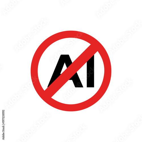 Free Download Anti-AI Symbol with Red Prohibited Sign - GFXLoad