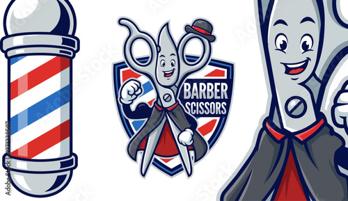 Barber scissors and pole illustration.