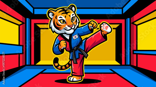 Tiger in martial arts uniform.