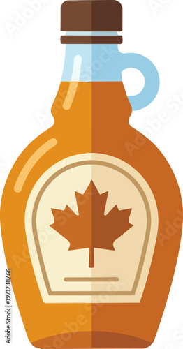 Maple syrup bottle with label.