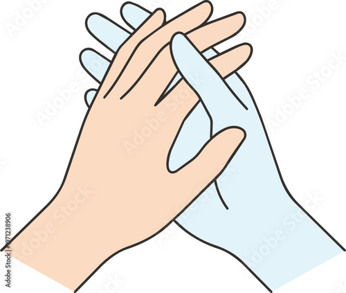 Hands Wearing Medical Glove.