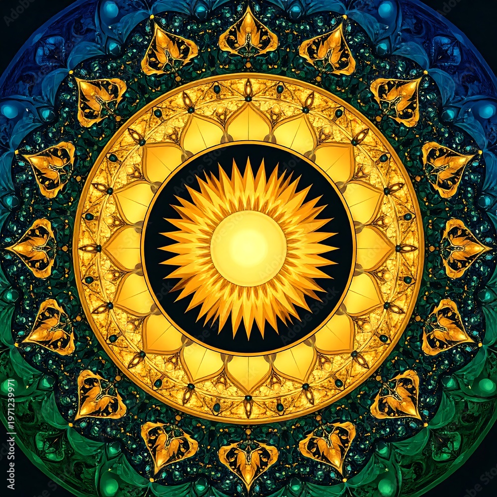 Fototapeta premium Radiant Mandala - A Concentric Exploration of Light and Shadow.