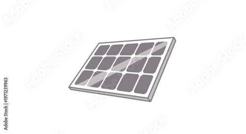 A monochromatic illustration of a solar panel ready to convert sunlight into power for use
