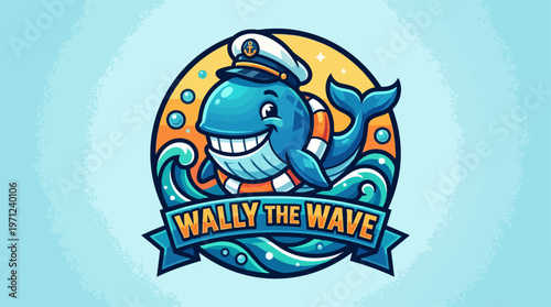 Cartoon Smiling Blue Whale.