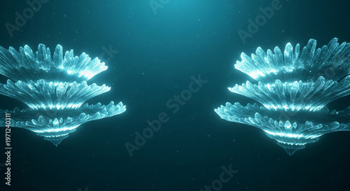 Glowing Symmetrical Coral Formation Abstract Underwater