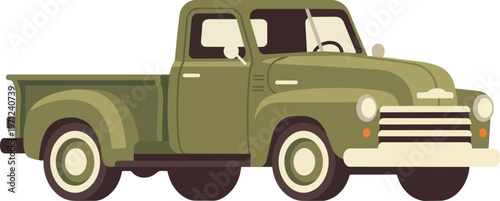 Vintage Green Pickup Truck.