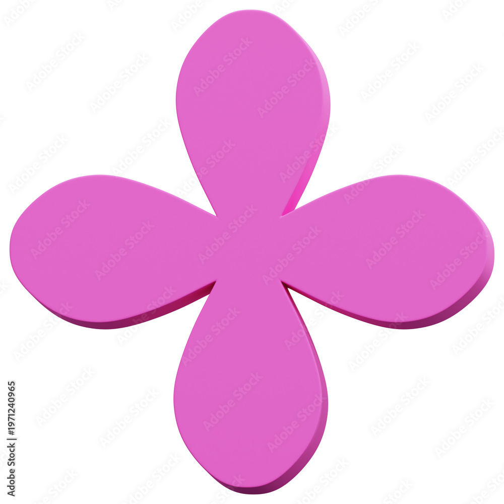 Fototapeta premium 3D Pink Abstract Four Petal Rounded Floral Symmetry Shape