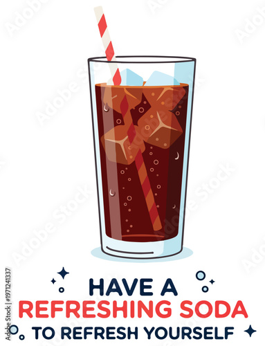 Glass of cold soda drink.