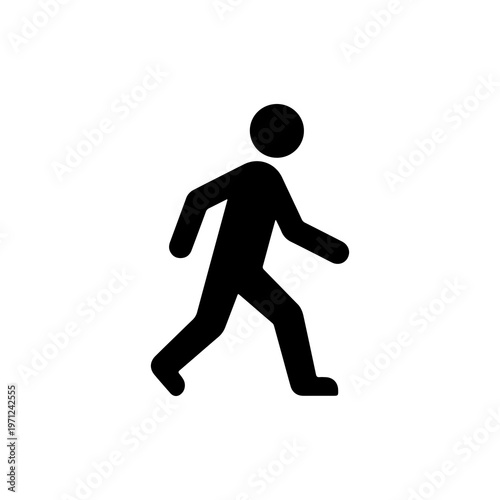 Black Stick Figure Man Walking Profile Icon