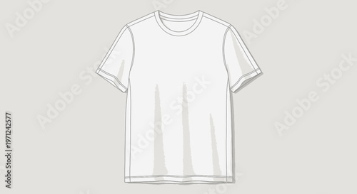 Illustration of a Blank White T-shirt with Minimalistic Design and Soft Shadows