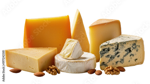 Obraz na plátně Assorted Cheese Varieties with Almonds and Walnuts